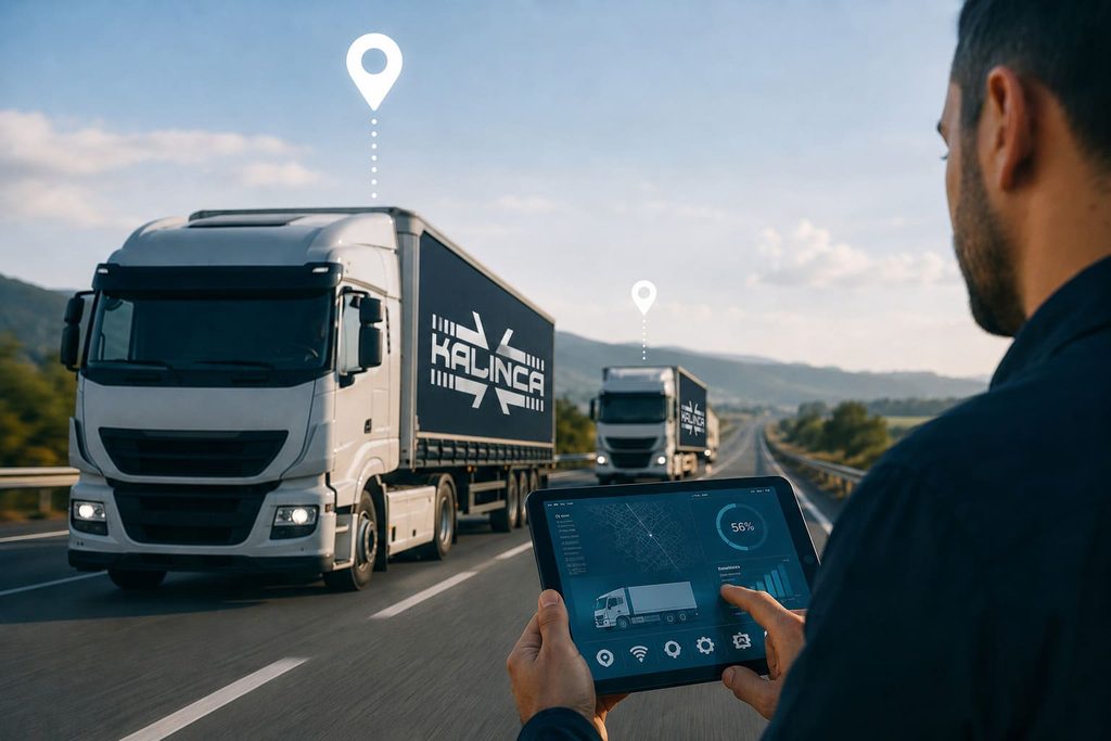 Imagem ilustrativa da tecnologia de rastreamento de caminhões da Kalinca